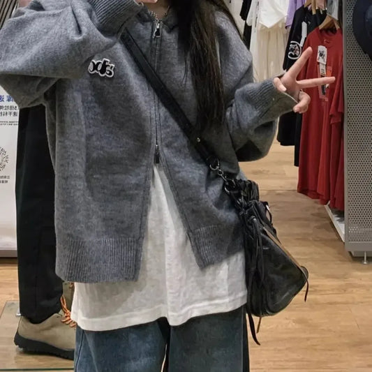 Harajuku Knit Zip Cardigan - Women’s Clothing & Accessories - Cardigans - 7