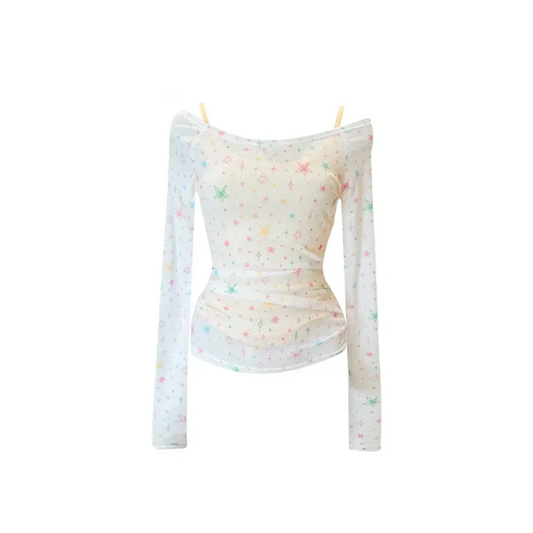 White Star Tee - Harajuku Korean Y2K Fit - T-Shirts - Short - Other - Blouse - 1