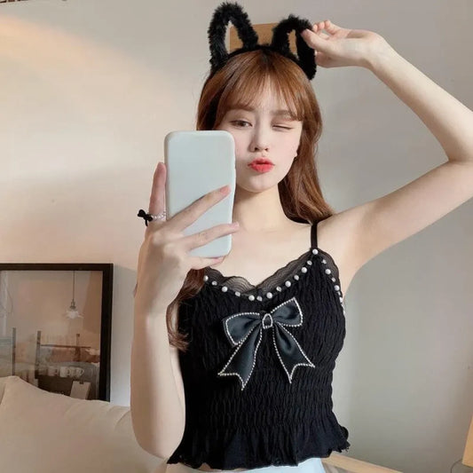 Harajuku Lace Bow Crop Top - Women’s Clothing & Accessories - Crop Tops - 2