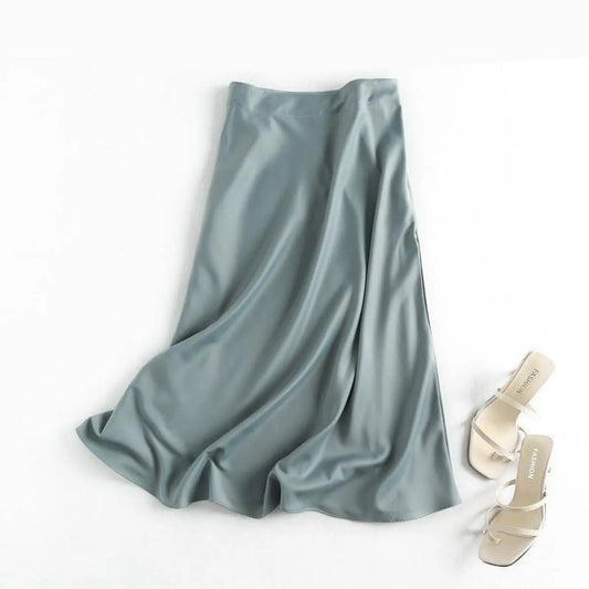 High-rise A-line Satin Skirt - Bottoms - 1