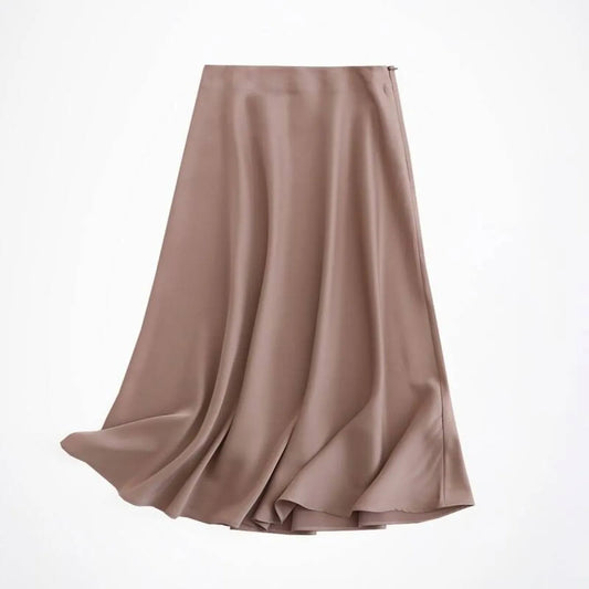 High-rise A-line Satin Skirt - Bottoms - 13