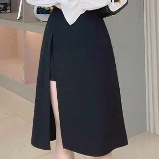 High Waist Harajuku Split Skirt – A-Line Irregular Mid-Length Skirt - Bottoms - Skirts - 7
