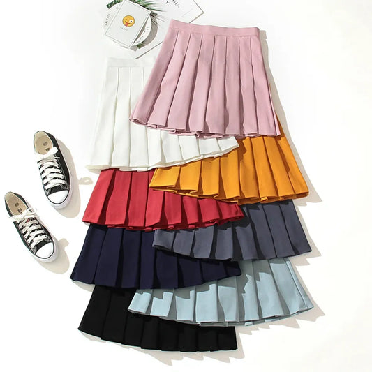 High Waist Pleated Skirt – Kawaii Harajuku Lolita Sailor Style - Bottoms - Skirts - 1