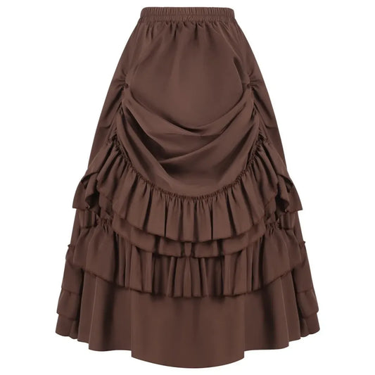 High Waist Victorian Ruffled Skirt – Gothic Steampunk - Bottoms - Skirts - 20