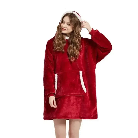 Oversized Fleece Hoodie Blanket with Pocket - Hoodies & Sweatshirts - Hoodie - 2