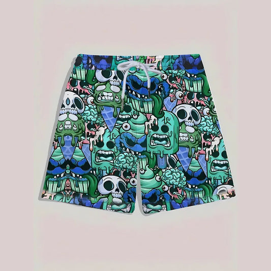 Ice Cream Skull Print Quick-Dry Swim Shorts - Swimsuits - Swimsuit / Bikini / One-Piece Swimwear - 4