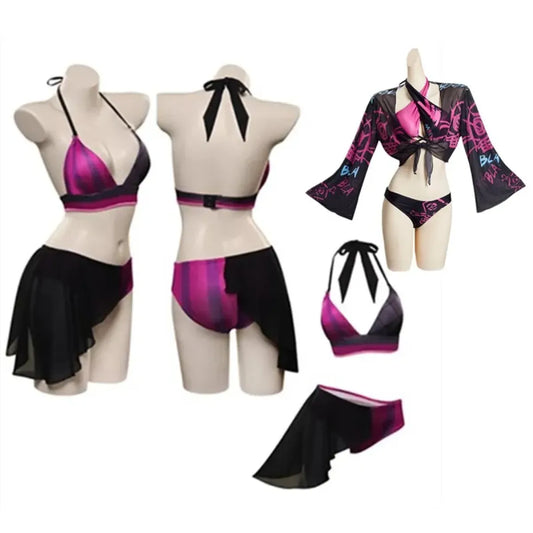 LoL Jinx Swimsuit Cosplay - Two-Piece Bikini for Summer & Halloween - Cosplay - 1