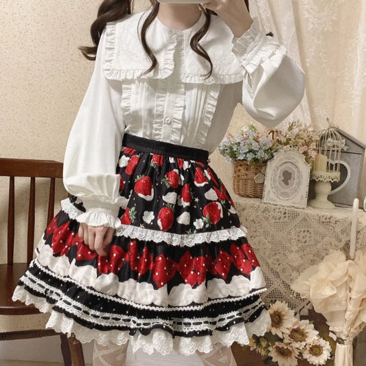 Kawaii Bow Blouse Lolita Shirt - All Dresses - 1