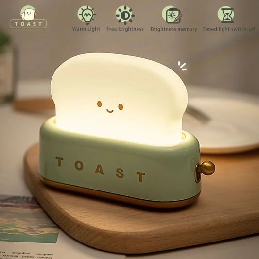 Toast LED Night Light – Kawaii Bread Lamp with Timer & Adjustable Brightness - Lighting - Lighting - 1