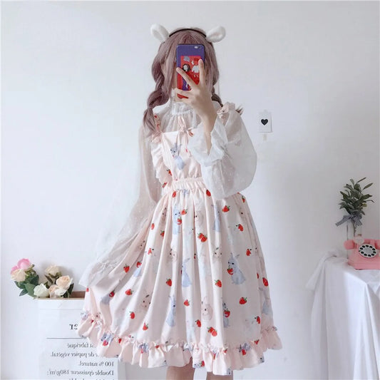 Kawaii Bunny Strawberry Lolita Dress - All Dresses - 2