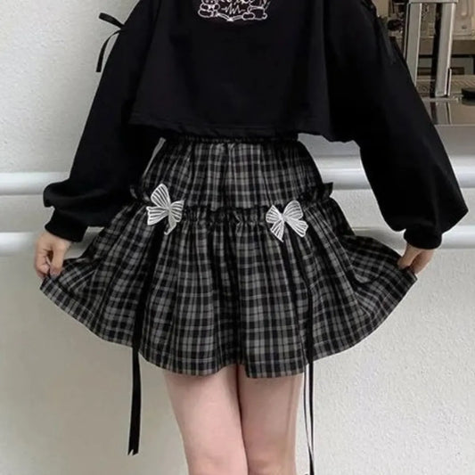 Kawaii Gothic Lolita Plaid Skirt - Bottoms - 1