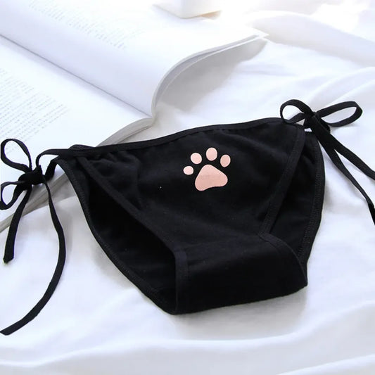 Cat Paw Tie-Side Cotton Panties – Kawaii Lolita Lingerie - Women’s Clothing & Accessories - Panties - 4