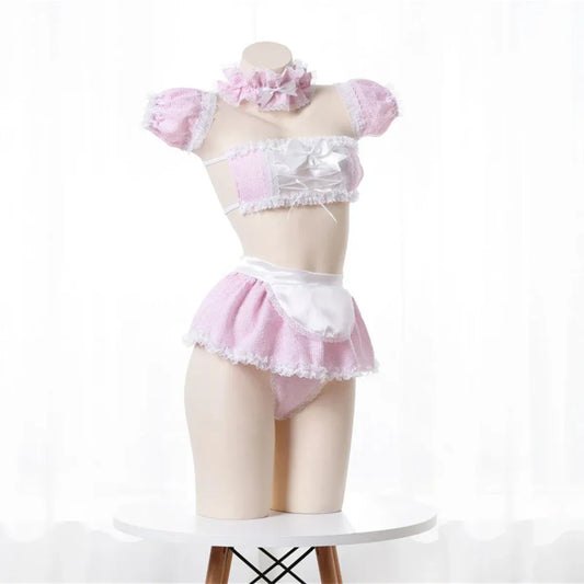 Kawaii Pink Apron Maid Lingerie Set - Women’s Clothing & Accessories - 2