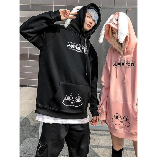 Kawaii Rabbit Ears Oversized Hoodie - Hoodies & Sweatshirts - 2