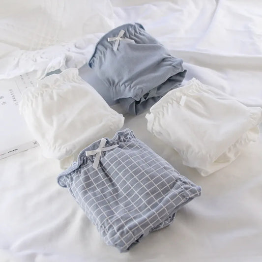 Kawaii Ruffle Edge Cotton Panties – Breathable Seamless Mid-Waist Lingerie - Women’s Clothing & Accessories - Lingerie