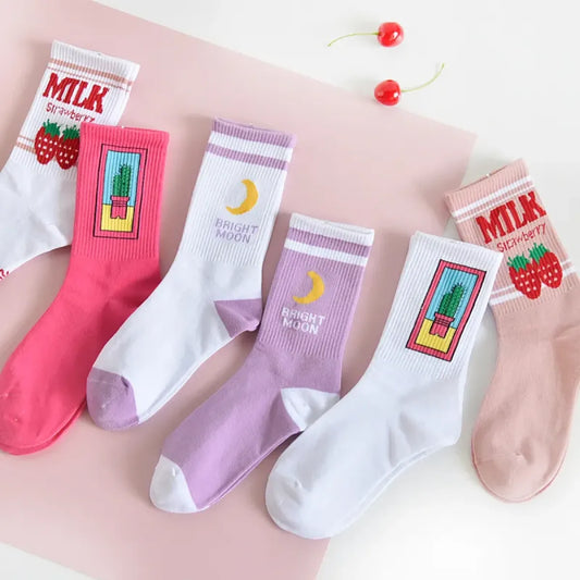 Moon Milk Kawaii Socks - Women’s Clothing & Accessories - 1