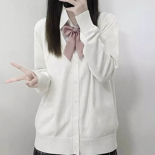 Preppy V-Neck Knit JK Cardigan Sweater - Sweaters - Cardigan - 2