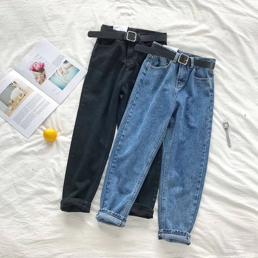 Korean High Waist Jeans - Bottoms - 1