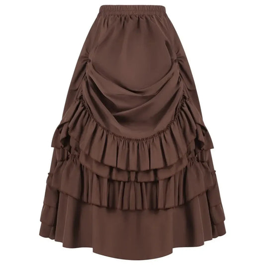 Layered Steampunk Skirt – Victorian Ruffles Cosplay Gothic - Bottoms - Skirts - 4