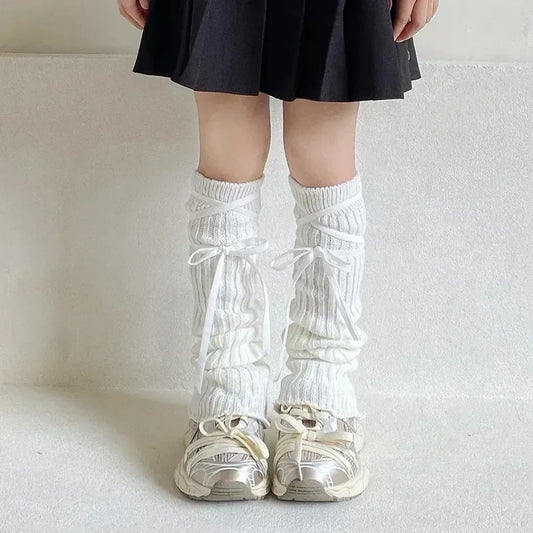 Lolita Bow Lace Knit Leg Warmers for Girls - Harajuku Style - Accessory - 7