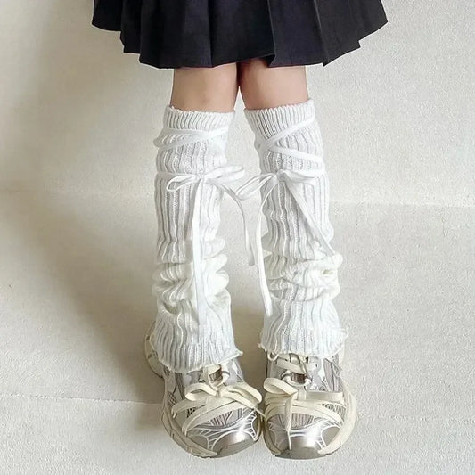 Lolita Bow Lace Knit Leg Warmers for Girls - Harajuku Style - Accessory - 2