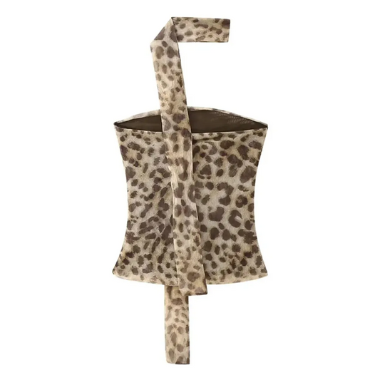 Leopard Print Harajuku Tulle Corset Crop Top - Women’s Clothing & Accessories - Crop Tops - 1