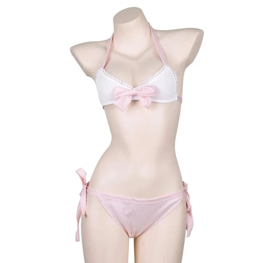 Lolita Pink Gingham Bikini Lingerie Set - Women’s Clothing & Accessories - Sexy Lingerie - 2