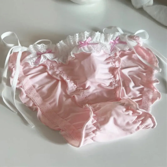 Lolita Ruffle Lace-Up Panties – Cute Low Waist Cotton Briefs - Women’s Clothing & Accessories - Panties - 6