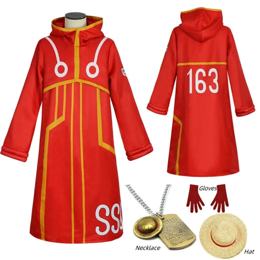 Luffy Egghead Island Cosplay – One Piece 163 Red Robe & Straw Hat Set - Cosplay - Cosplay - 1