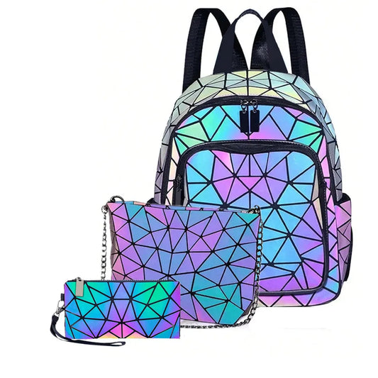 Luminous Holographic Geometric Backpack - Women Bags & Wallets - Backpack - 2