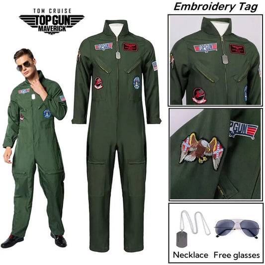 Top Gun Maverick Flight Suit – Pilot Cosplay Costume with Glasses - Cosplay - Cosplay - 1