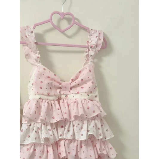 Strawberry Ruffle Tiered Mini Dress - All Dresses - Mini Dress - 2