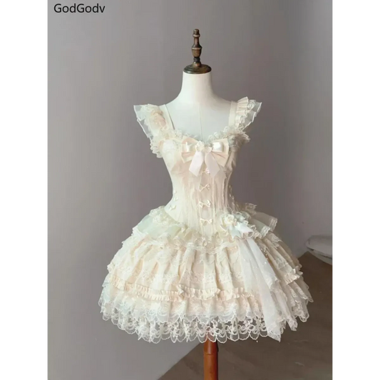 Sweet Princess Lace Bow Lolita Mini Dress - All Dresses - Lolita Dress - 2