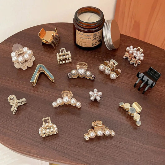 Gold Pearl Rhinestone Mini Hair Clip - Best Sellers - Hair Accessories - 1
