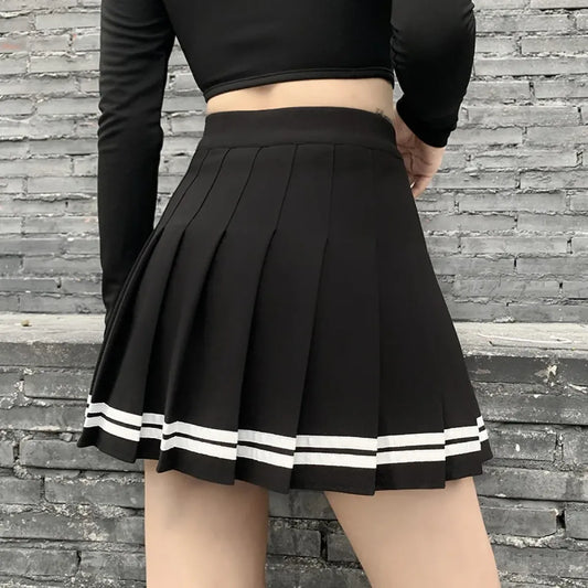 Harajuku Gothic Pleated Mini Skirt – Punk High Waist Patchwork Style - Bottoms - Skirts - 2