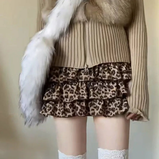Leopard Ruffle Mini Skirt Harajuku Style - Bottoms - Skirts - 1