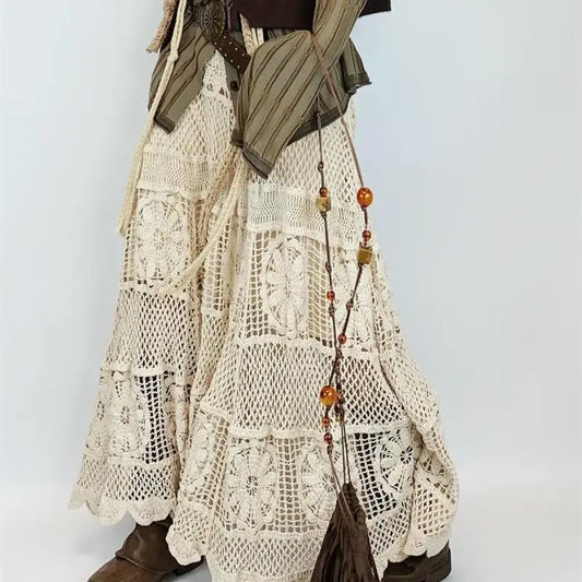 Mori Girl Crochet Maxi Skirt - Bottoms - Skirts - 1