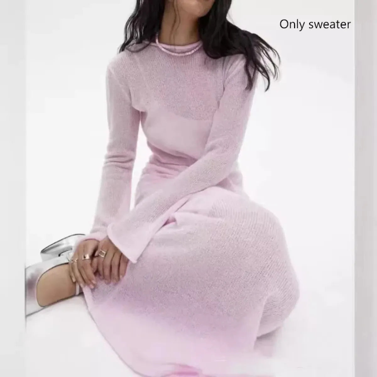 Soft Knit Ombre Maxi Sweater Dress for Cozy Autumn Days  Kawaii Stop