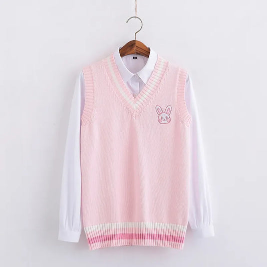 Kawaii Pink Pastel Bunny Vest Sweater - Sweaters - 1