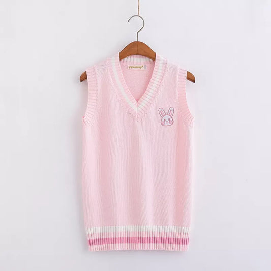 Kawaii Pink Pastel Bunny Vest Sweater - Sweaters - 7