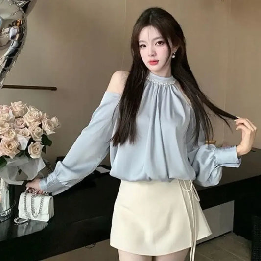 Korean Off-Shoulder Pearl Blouse - Women’s Clothing & Accessories - Blouse - 2