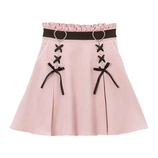 Harajuku Heart Lace-Up High Waist Skirt - Bottoms - Skirt - 2