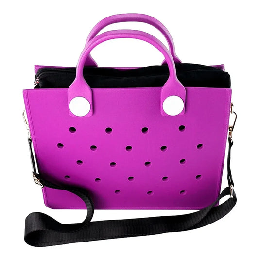 Purple EVA Charm Tote Bag with Pink Strap - Harajuku Style - Shoulder Bag - 11