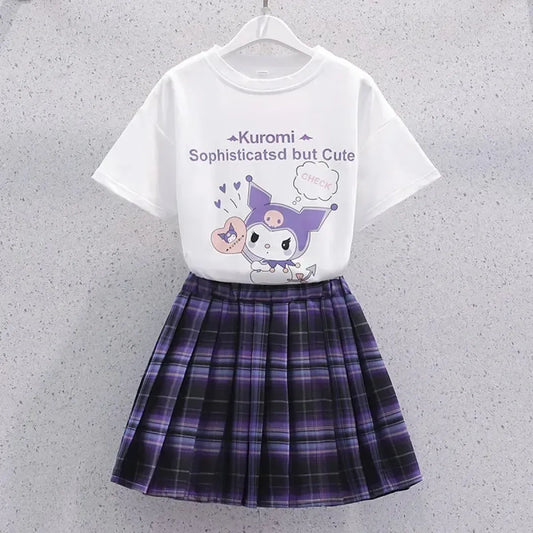 Kuromi Short-Sleeved Shirt and Pleated Skirt Set - Bottoms - 2