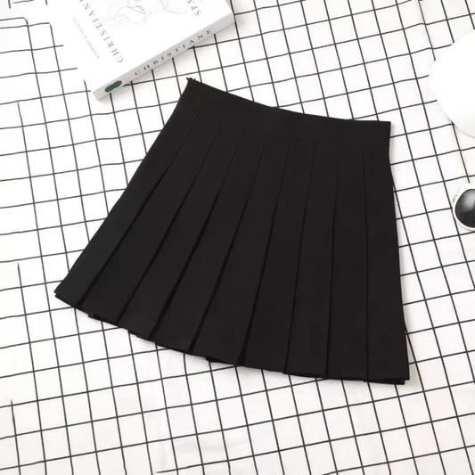 Harajuku Kawaii Fashion Korean Style Y2K Aesthetic Neutral Colors Pleated Tennis Skirt - Bottoms - 7