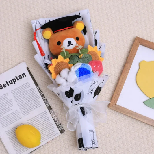 Kawaii Hello Kitty Graduation Plush Bouquet – Crochet Flowers Valentine Gift - Plushies - Plushie - 3