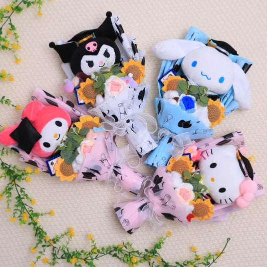 Kawaii Hello Kitty Graduation Plush Bouquet – Crochet Flowers Valentine Gift - Plushies - Plushie - 2