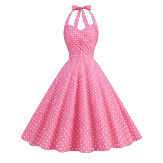 Vintage Polka Dot Halter Fit & Flare Dress - All Dresses - Dress - 9
