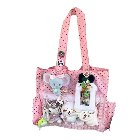 Y2K Polka Dot Transparent Ita Tote Bag - Harajuku Style - Shoulder Bag - 1