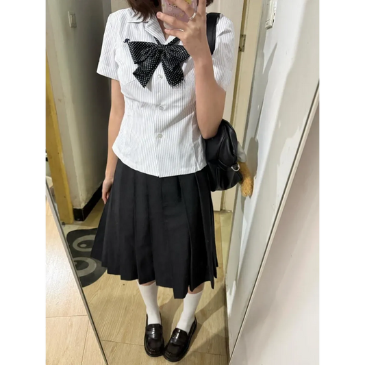 Preppy Stripe Ruffle Blouse - Women’s Clothing & Accessories - Blouses - 2